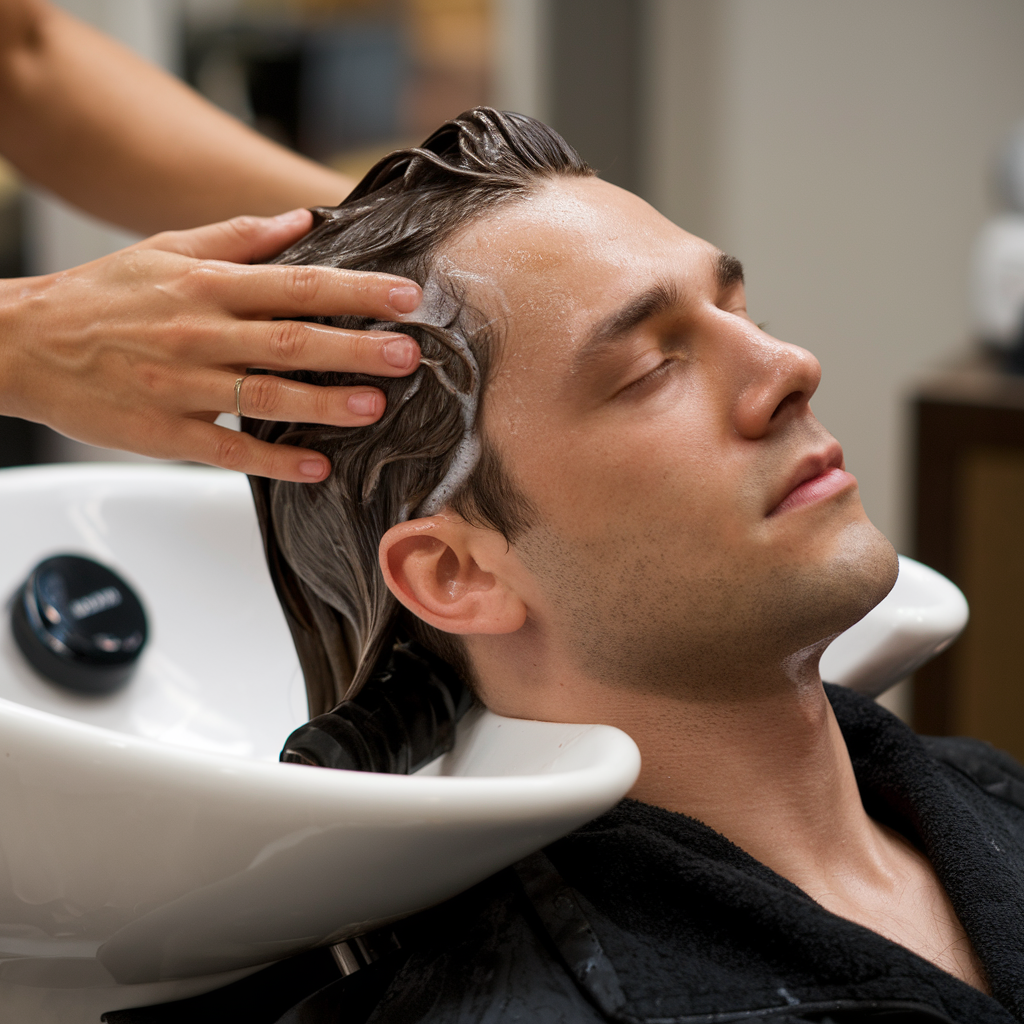 Homme chez me coiffeur pour un defrisage